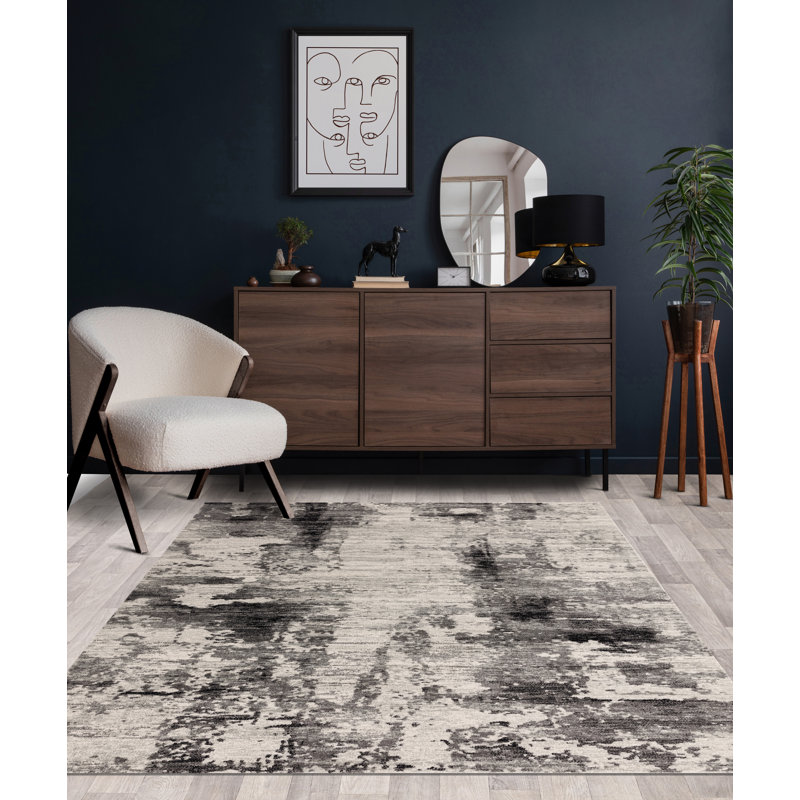 Glosco Abstract Area Rug, Rectangle 120 x 170 cm, Blue