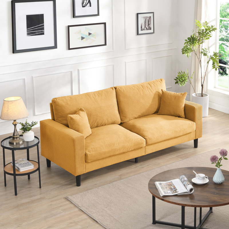 Canapé moderne rembourré, H 34,6 po x l 74,8 po x P 30,7 po, Jaune