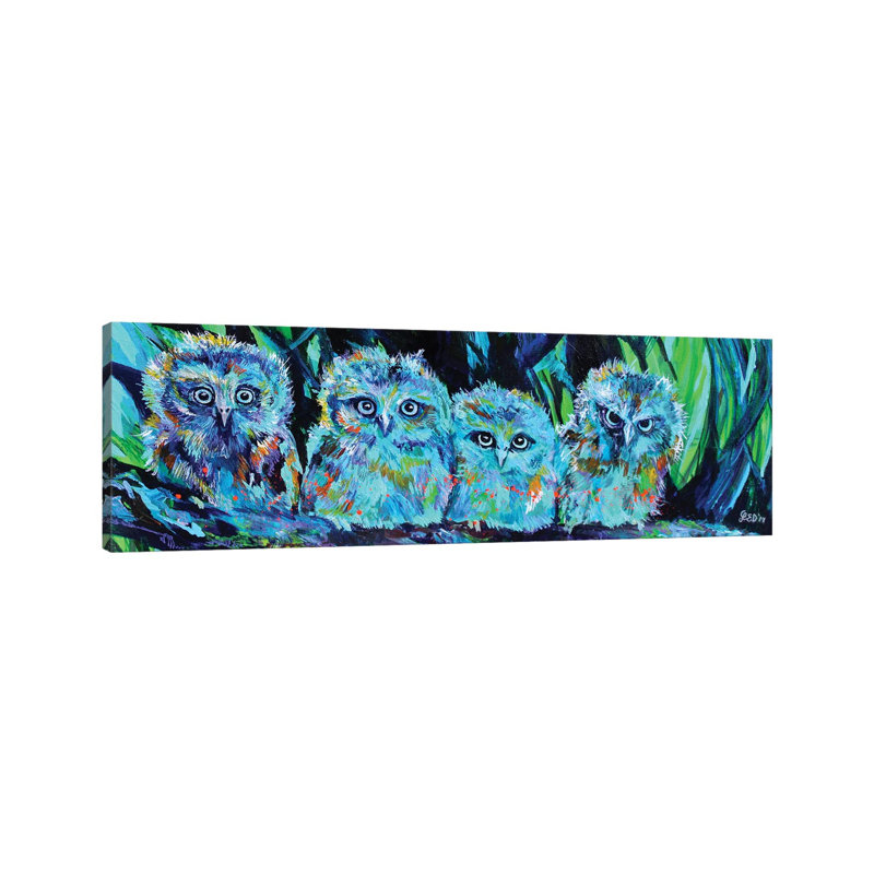 Owlet Blues by Lindsey Dahl - Wrapped Canvas Panoramic Print, 30.48 cm H x 91.44 cm W x 3.175 cm D