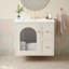 Tour de meuble-lavabo simple 24 po avec lavabo en céramique et armoire de rangement, 2 tiroirs et 1 porte à fermeture en douceur-390945251