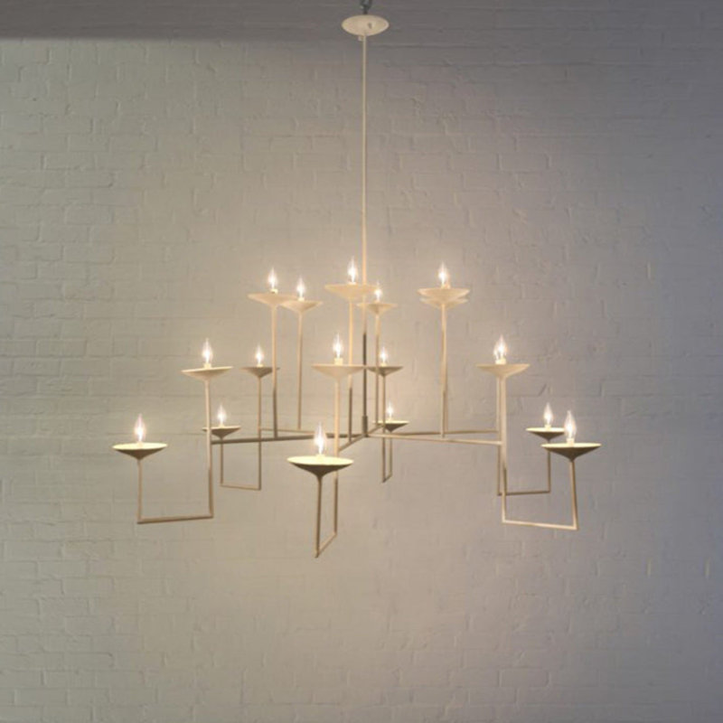 12 - Light Chandelier, White, 36" H x 47" W x 47" D