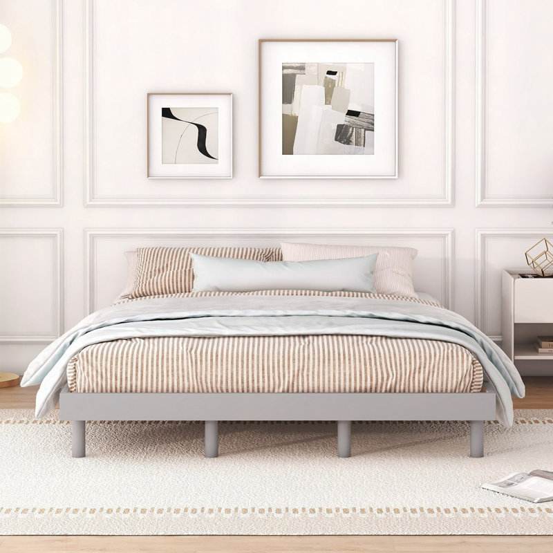 Floating Platform Bed Frame, Gray, Queen