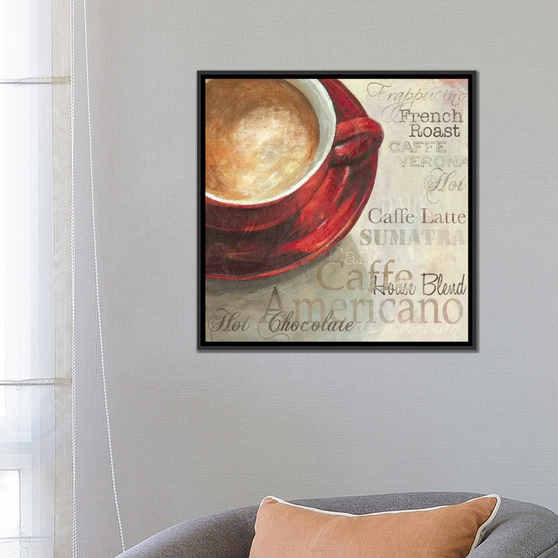 «Latte», impression sur toile, H 18 po x l 18 po x P 1,5 po, Toile encadrée noire, Pas de tapis
