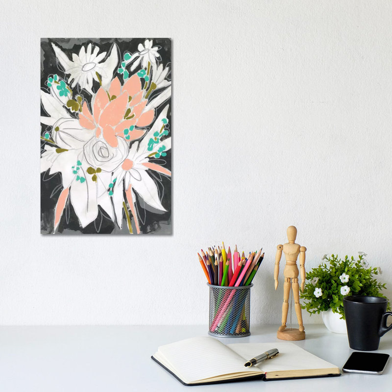 Charcoal Bouquet I by June Erica Vess - Wrapped Canvas Gallery-Wrapped Canvas Giclée, 20.32 cm H x 30.48 cm W