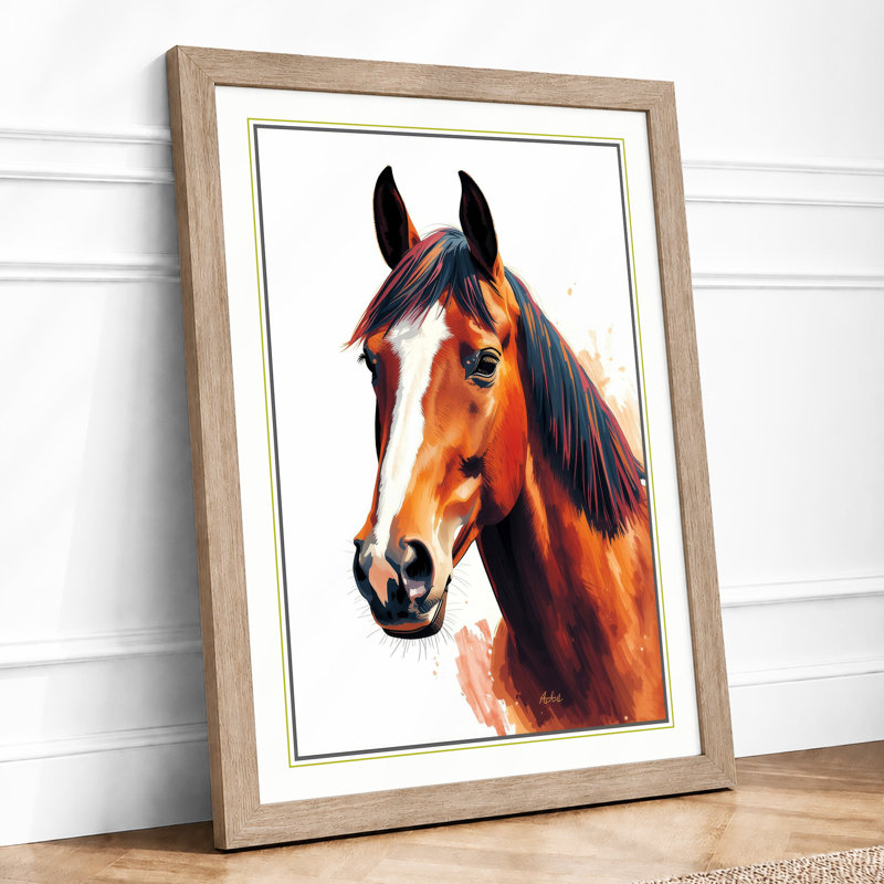 Noble Steed Modern - Framed Print, A1 - 84.1 x 59.4 cm, Oak