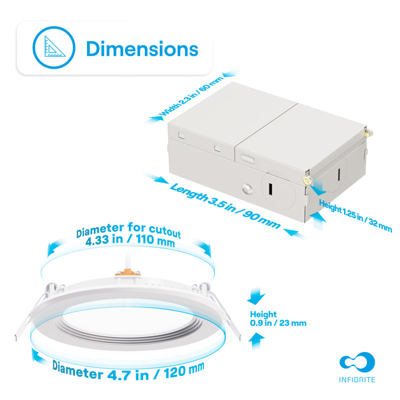 Ensemble de 4 lumières à DEL encastrées Infibrite Thin, Quatre pouces, 5000 K, Blanc