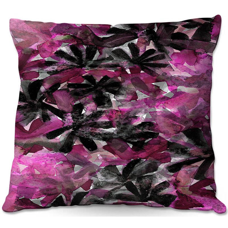 Canapé carré 3 étoiles enneigées coussin décoratif, 16 po x 1 po, Mauve / Noir