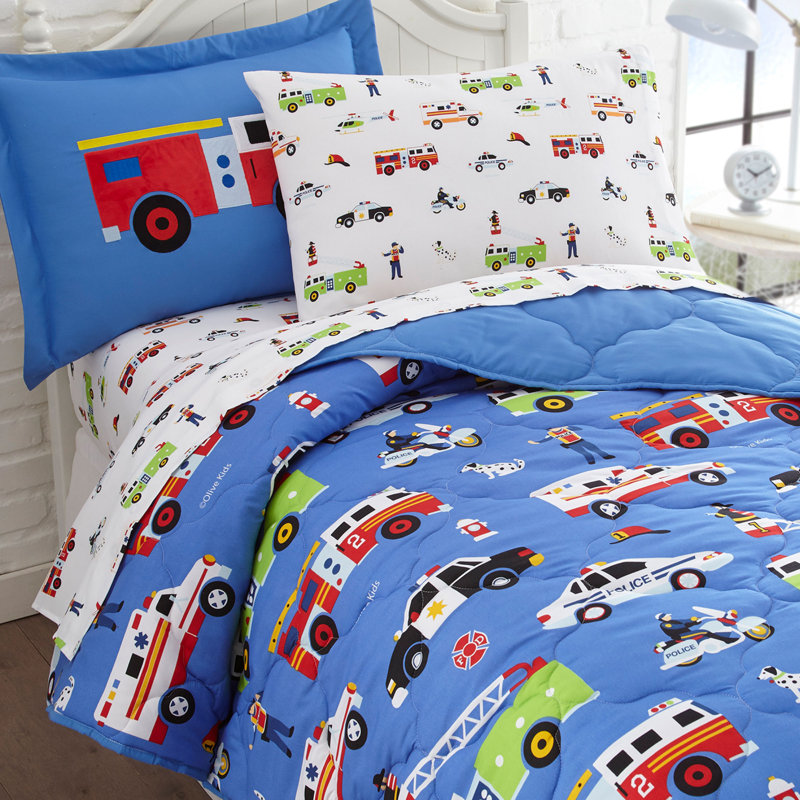 Ensemble de literie en microfibre 7 pièces avec édredon, taie d'oreiller et draps Wildkin, Double