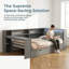 Lit plateforme double avec tablettes et tiroirs de rangement-297022870-297022864