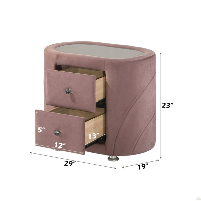 Magnifique table de chevet à deux tiroirs en velours 1pc