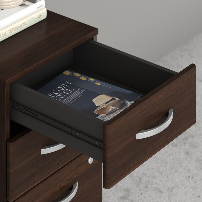 Studio C L Shaped Desk with Return, 29.84" H x 71.02" W x 71.02" D, Black Walnut
