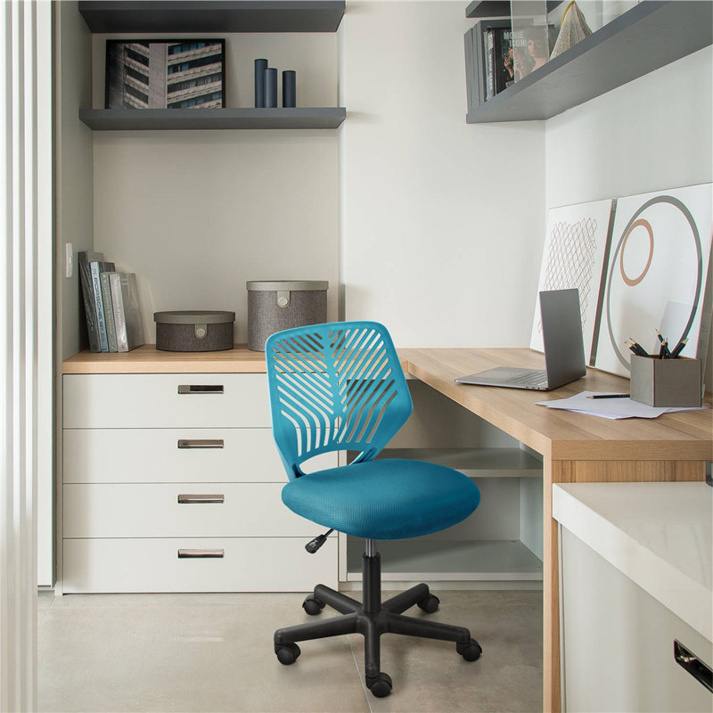 Rubin Mid Back Armless Office Chair, Turquoise