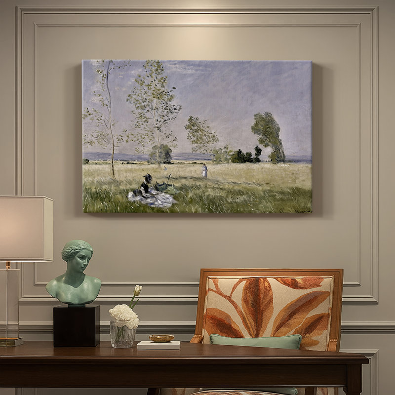 Claude Monet "Dans la prairie" - Art mural de qualité musée sur toile tendue, 24 x 36