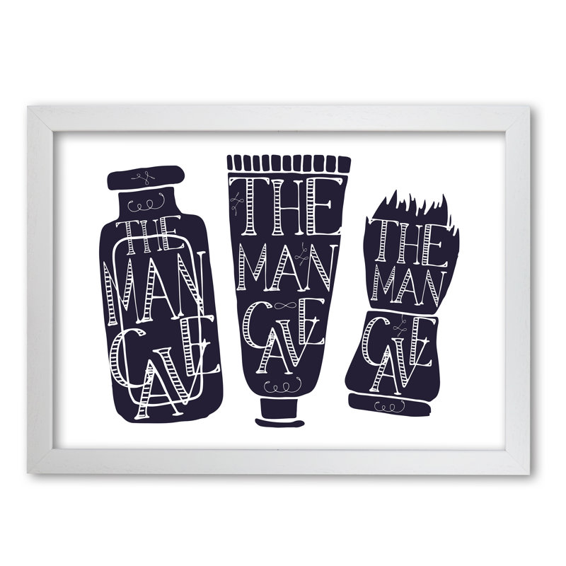 The Man Cave 4 - Print, 21 cm H x 30 cm W x 5 cm D, White Grain Frame