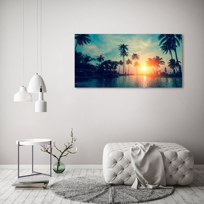 Sunset Palm Trees - Wrapped Canvas Print