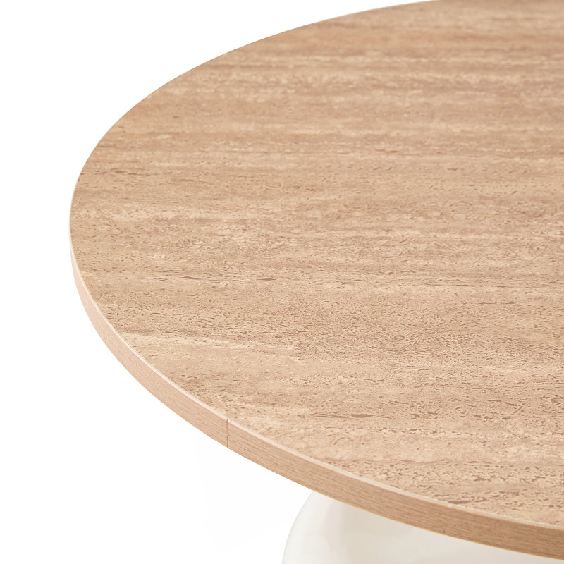 Ensemble de tables basses gigognes de forme ronde, Natural Wood / Off White