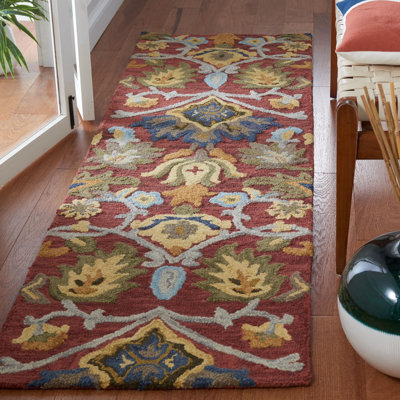 Tapis rouge / orange en laine touffeté à la main Hollaway