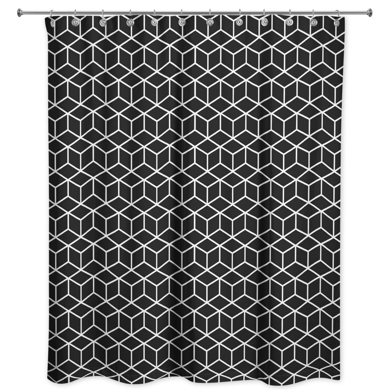 Rideau de douche simple Bakstran, Noir / Blanc
