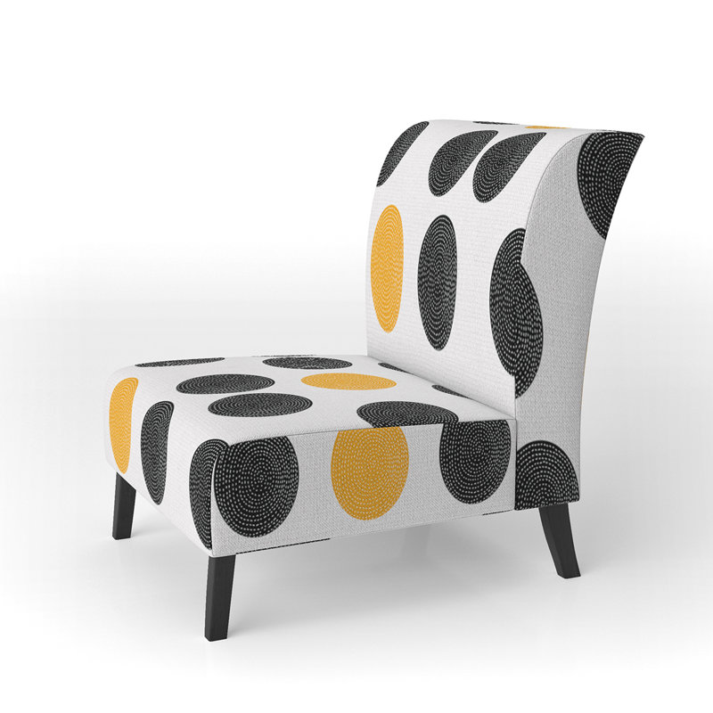 Yellow And Black Circle Pattern - Upholstered Patterned Accent Slipper Chair