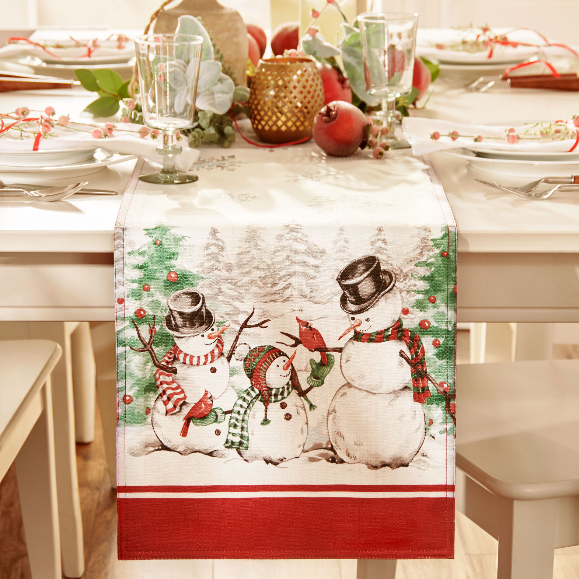 Gregor Red Black White Seasonal Christmas Tree Plaid Cotton Kitchen TE