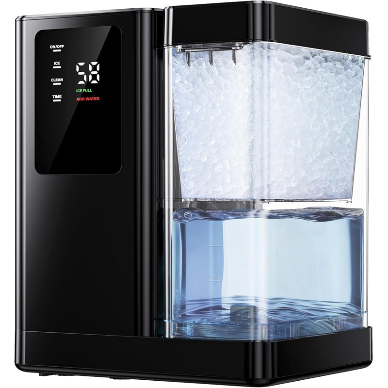 Countertop Pebble Ice Machine: 40 Lbs/24H Soft Chewable Ice, 3L Detachable Tank, Self-Cleaning & Timer Function For Kitchen