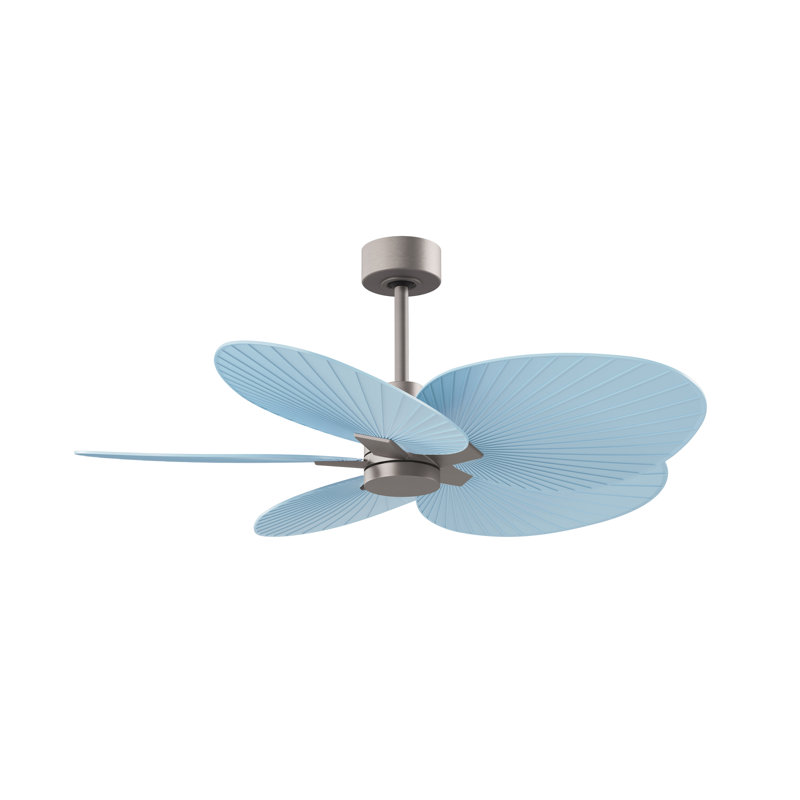Alessandra - Ventilateur de plafond à cinq pales, Bleu clair, Nickel brossé