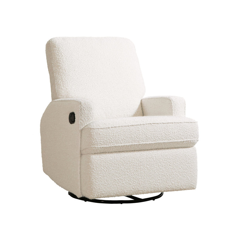 Tucker Swivel Reclining Glider, Cream Boucle