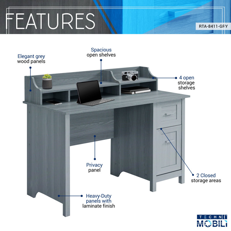 Eldred Writing Desk, Gray