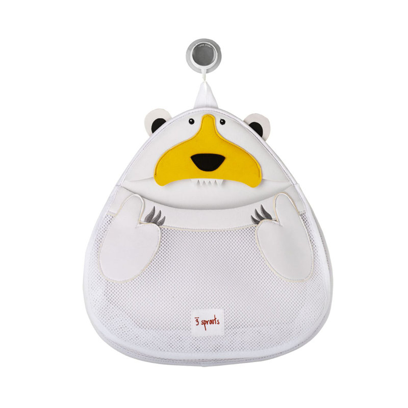 White Polar Bear Suction Cup Bath Toy Organizer