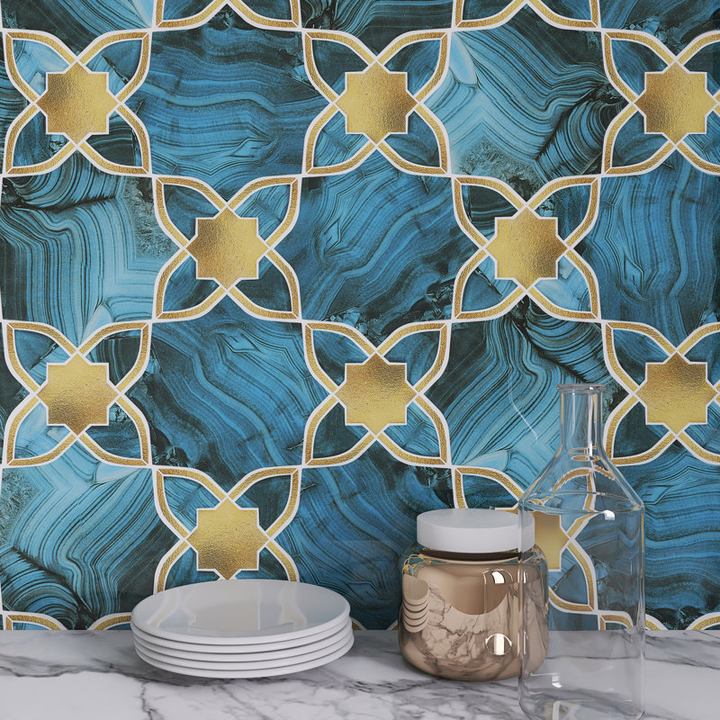 Isaah 10" x 10" Beveled Glass Metal Look Mosic Sheet Wall Tile