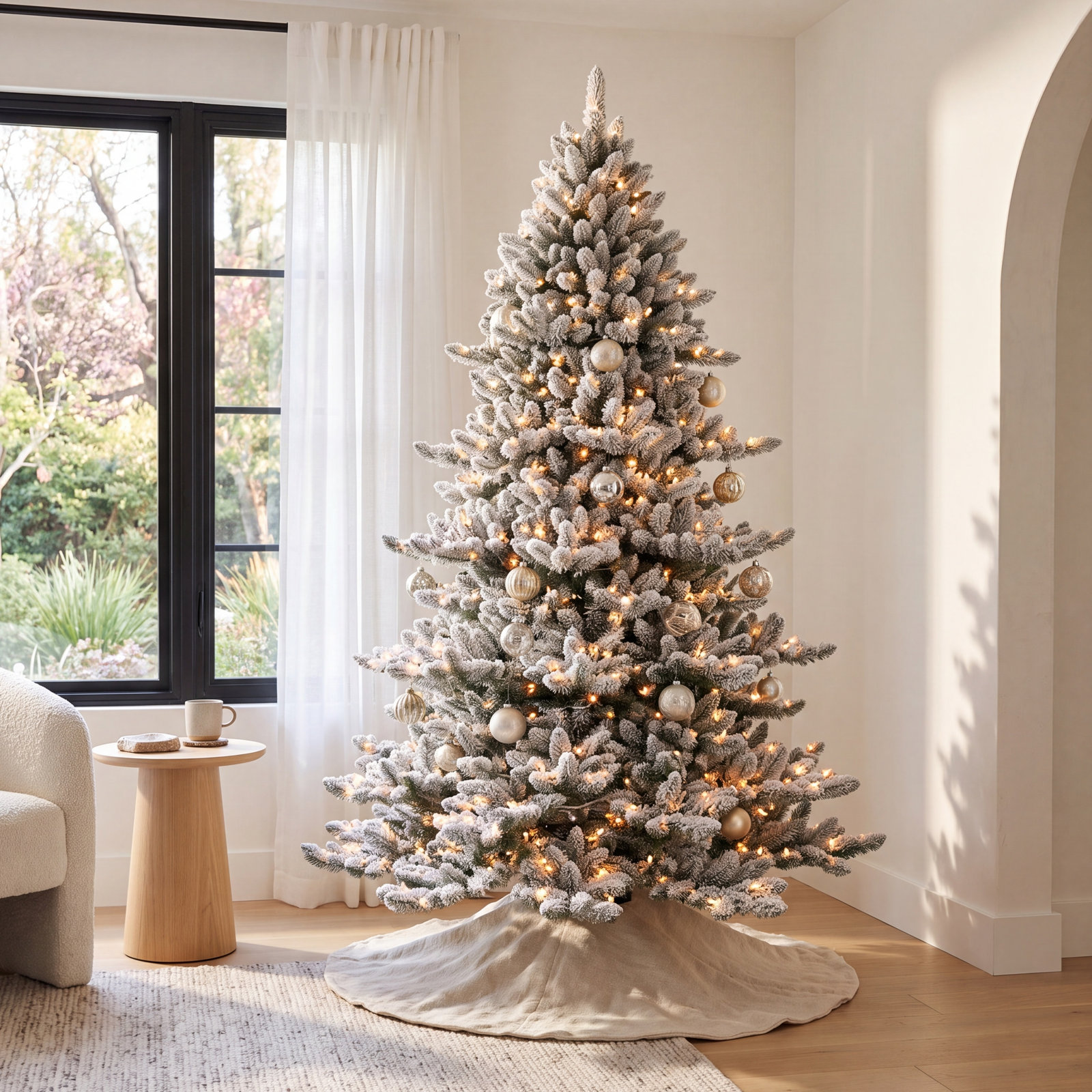 Frosted 7.5' Pre-Lit Spruce Christmas Tree, 7.5' H