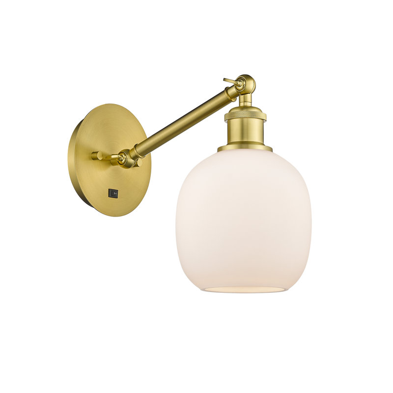 Shauna Armed Sconce, Matte White, Incandescent, Polished Nickel