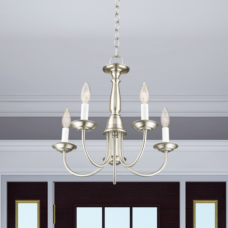 Lustre style chandelier 5 lumières Cloverfield, Nickel brossé