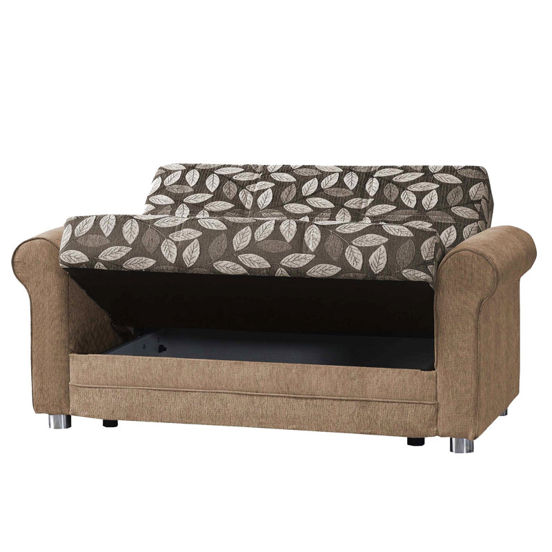 Causeuse convertible rembourrée avec rangement, chenille, Brun