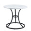 Table de salle à manger ronde moderne 33,3 po avec 4 chaises en lin et coton noir, pieds en métal élégants et confortables