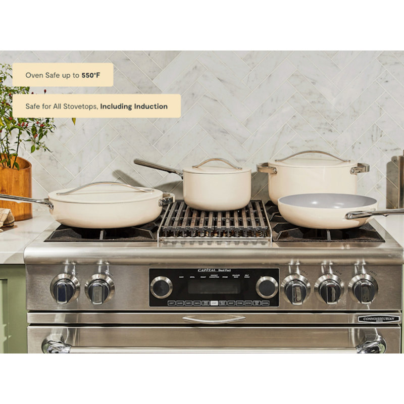 Caraway Non-Toxic Ceramic Nonstick Cookware Set, Cream