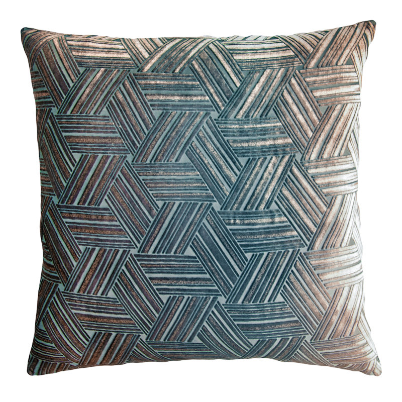 Entwined Square Velvet Pillow Cover & Insert, Gunmetal, 18" x 18"