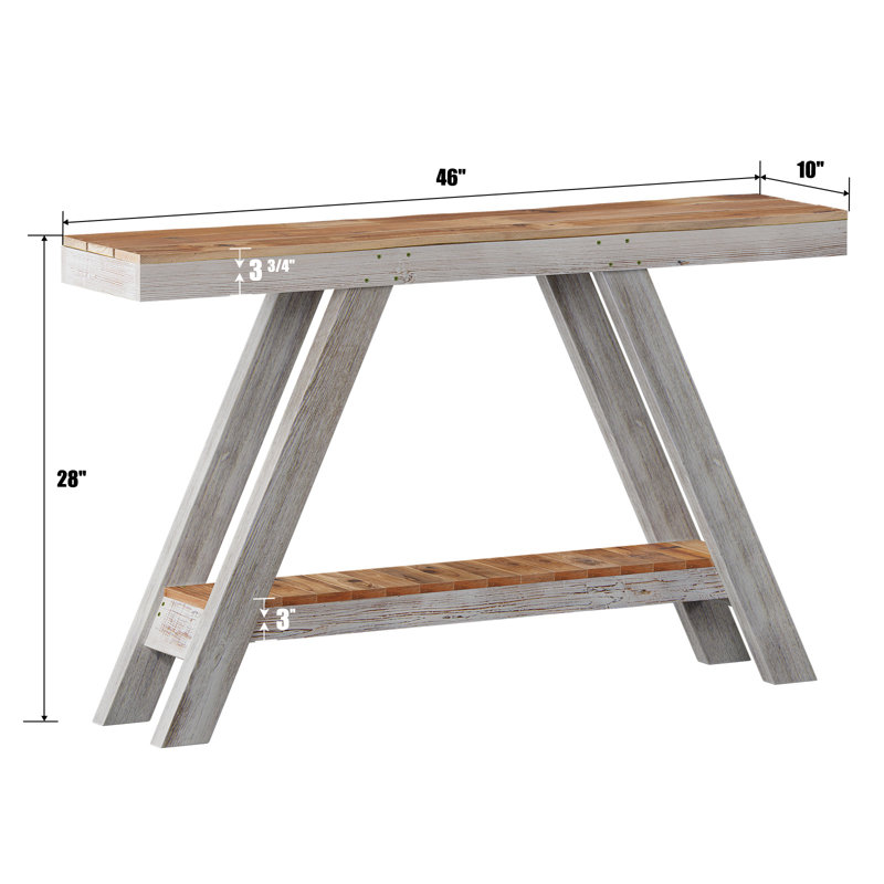 Console en bois massif 46 po, Blanc, 28" H x 46" W x 10" D
