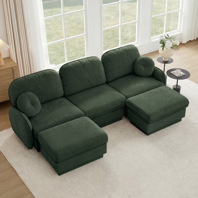 Canapé 105 po à 3 places avec 2 repose-pieds 105 po Chenille Cloud