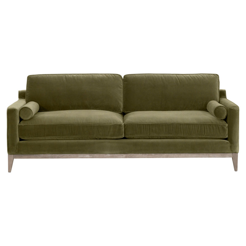 86 In. Parker Post Olive Modern Sofa, Green