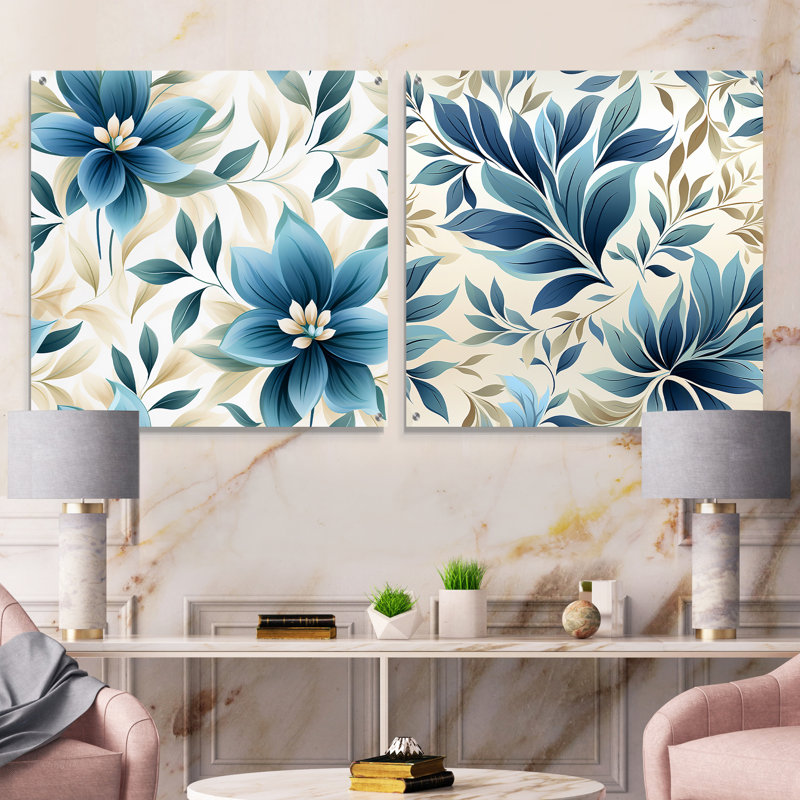 Esters - ensemble de 2 art mural en verre acrylique, H 30 po x l 61 po