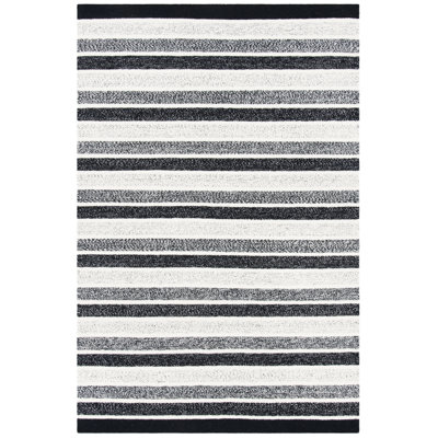 Aiden Lauren Ralph Lauren Flat Weave Wool/Cotton Rug in Black/Ivory