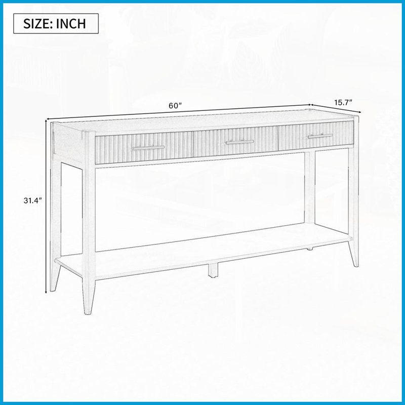 Farmhouse 60” Coffee Table with 3 Drawers, Easy-Clean Lacquer Finish for Living Room, Ample Storage &amp; Stable Design