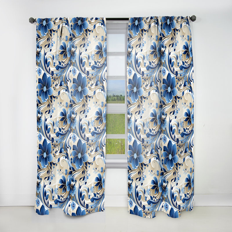 Simplicité scandinave à motif cachemire I - Rideau floral - Rideau obscurcissant - 1 panneau, L 52 po x L 84 po