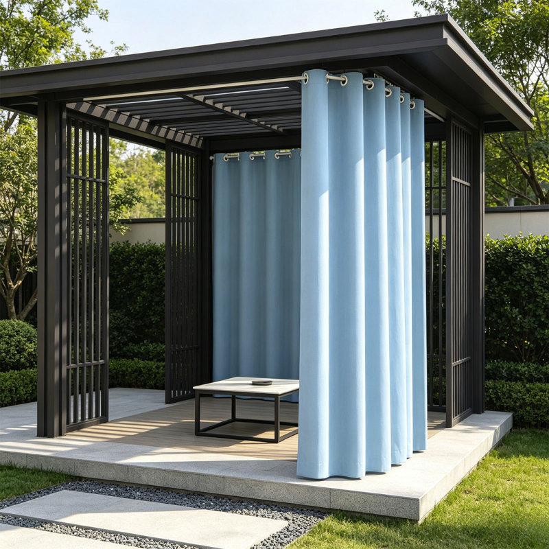 Kbndieu Solid Color Waterproof Outdoor Curtains Singles Sheet Suitable for Patios and Pergolas Providing Privacys and Protection From Wind and Rain with Plastic Rings
