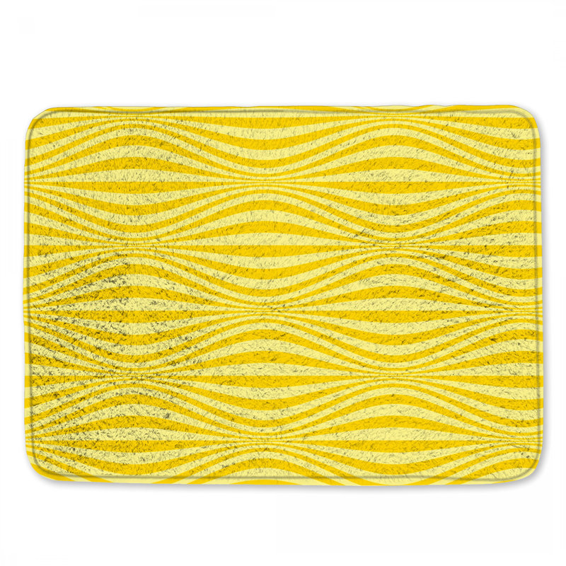 Tapis de bain Yellow Wavy Lines, 34in W x 21in L