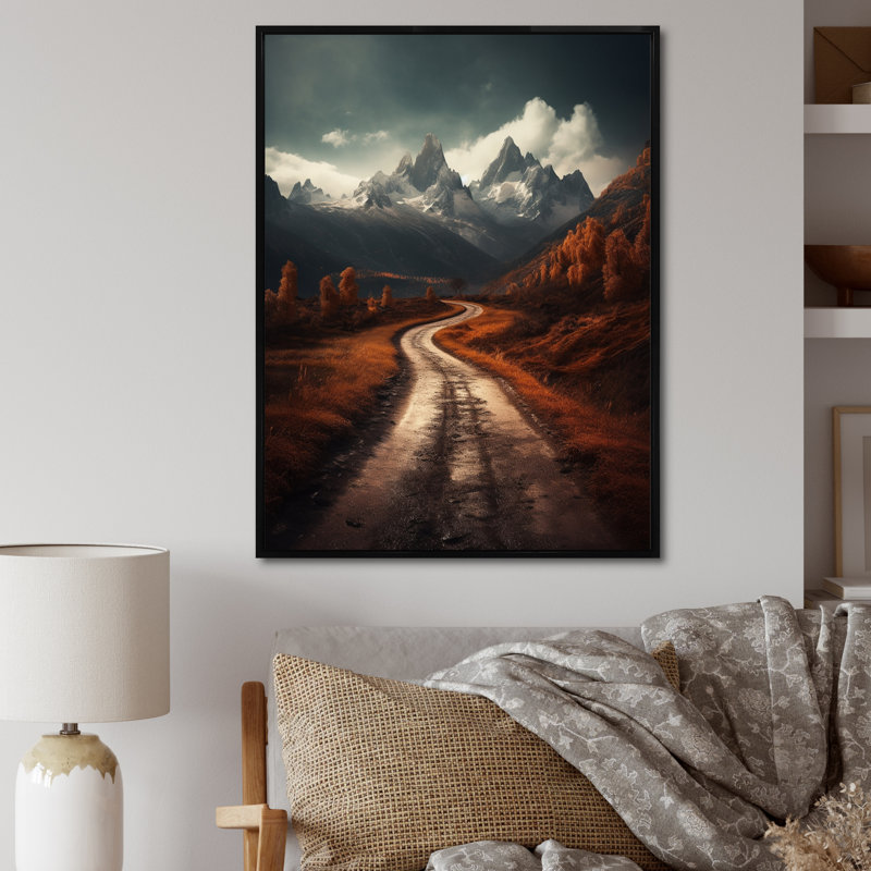 Endless Roadway Frozen Adventure - reproduction sur toile, H 32 po x l 24 po, Encadrement doré