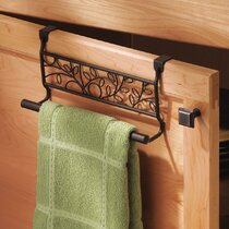  mDesign Decorative Metal Over The Cabinet Kitchen Hooks - Hang  Over Cabinet Doors - Holds Dish Towels, Hand Towels, Pot Holders, Oven Mits  - 3 Pack - Bronze : Home & Kitchen