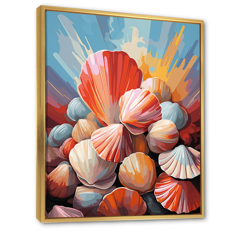 Impression sur toile Veendam Seashells Pop Art, H 20 po x l 12 po x P 1 po, Cadre flottant doré