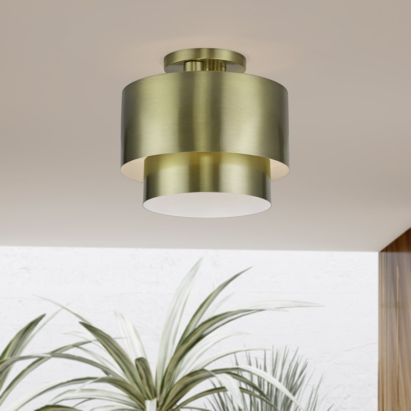 Acklin 2 Light Antique Brass Medium Semi-flush, Gold, Antique Brass